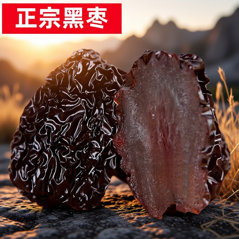 恋黑枣大乌枣500g紫晶枣陕西特产红枣干非新疆太行山南枣零食大枣