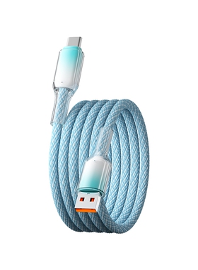 快冲冲Typec120W快充晶透线蓝色1.0米2条装