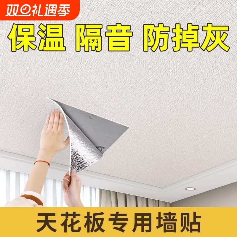 天花板贴纸3d立体自粘墙贴房顶遮丑吊顶防水防潮屋顶壁纸棚顶墙纸