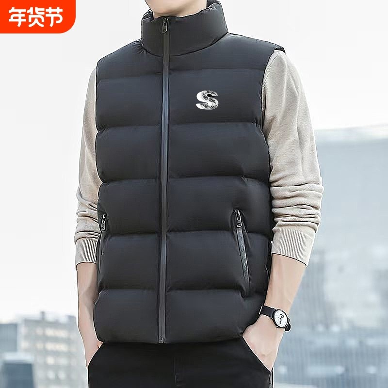 简约轻便马甲男秋冬2025新款修身背心坎肩马夹仿羽绒棉秋冬季