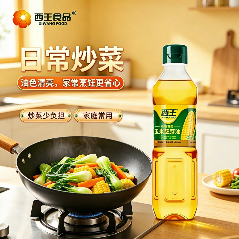 西王植物压榨玉米胚芽油非转基因玉米油食用油烘焙小瓶400ml瓶装