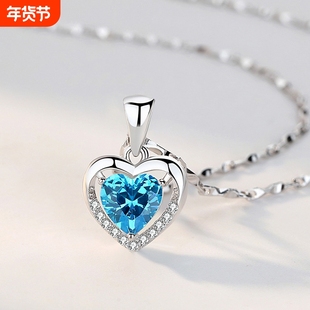 s925纯银项链永恒之心项链女简约闺蜜玫瑰花爱心形吊坠锁骨链脖链