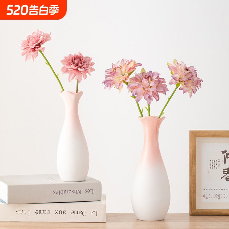 仿真花绢花花瓶套装陶瓷装饰客厅插花摆件高级感电视柜博古架桌面