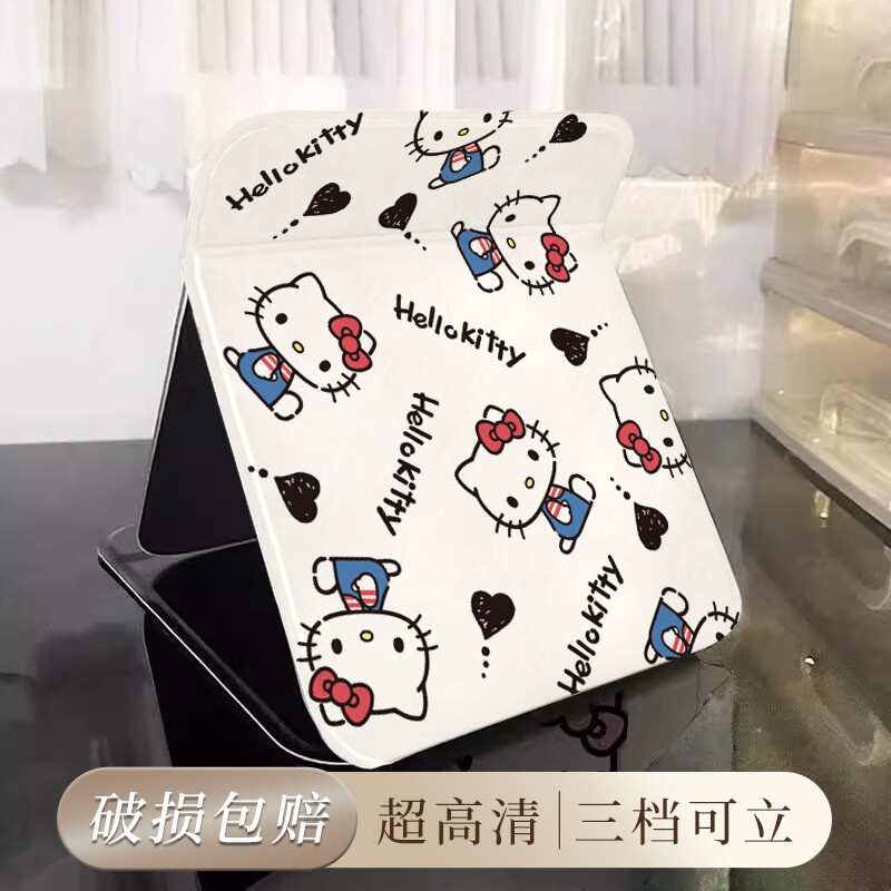 Kitty桌面折叠化妆镜学生宿舍随身便携式梳妆镜ins风手持可立