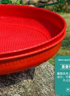 家用圆簸箕加厚筛子萝卜干晒东西塑料米筛养蚕晒菜仿竹编筛选大孔