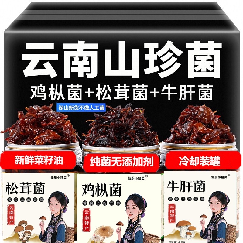 云南特产油鸡枞菌松茸菌牛肝菌即食香辣小吃香菇酱下饭菜拌饭拌面