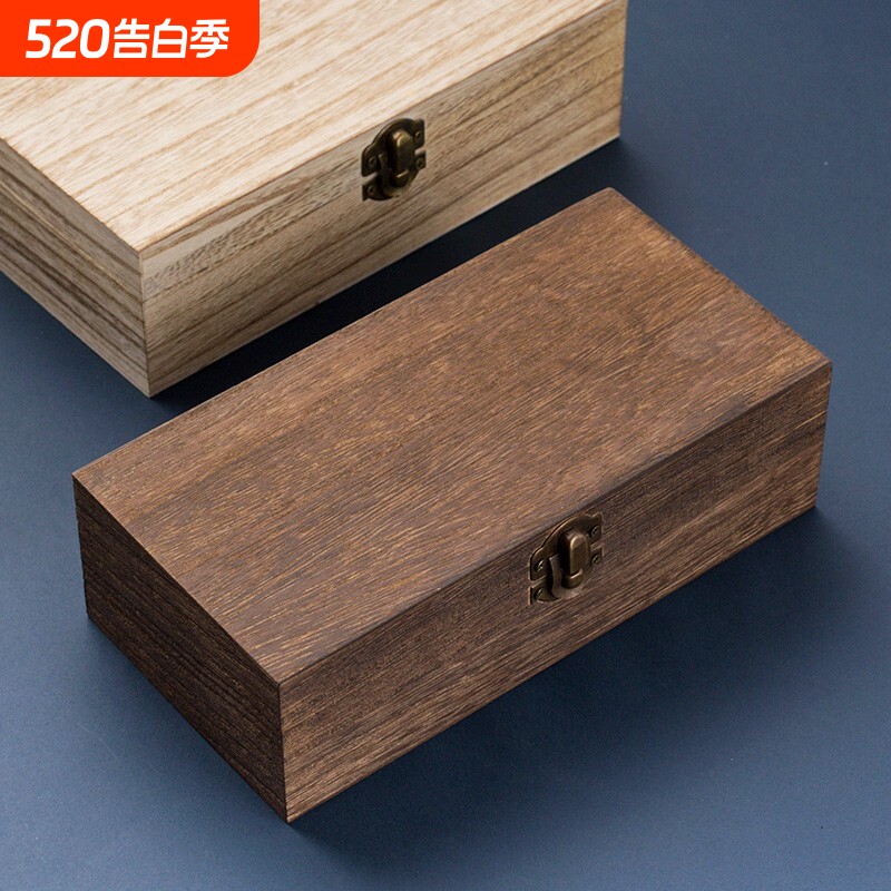 古风发簪收纳木盒子首饰复古储物桌面长方形小箱子大容量头钗翻盖