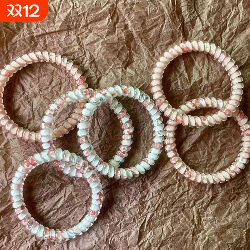 甜妹糖果头绳渐变色电话线发圈发绳女无痕无痕扎发皮筋简约扎头发