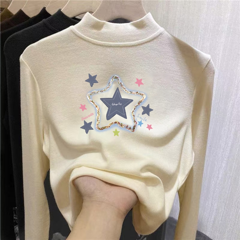 女童半高领保暖内衣秋冬季新款儿童长袖打底衫中大童女孩德绒上衣