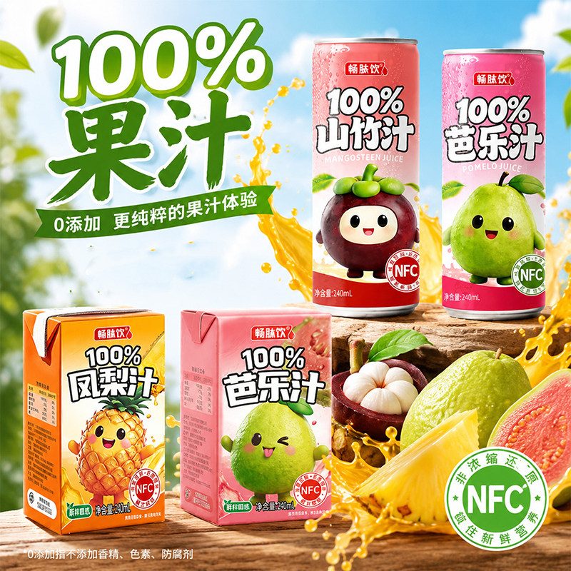 100%芭乐凤梨果汁新日期罐装小巧清甜爽口整箱批发解渴无添加饮品
