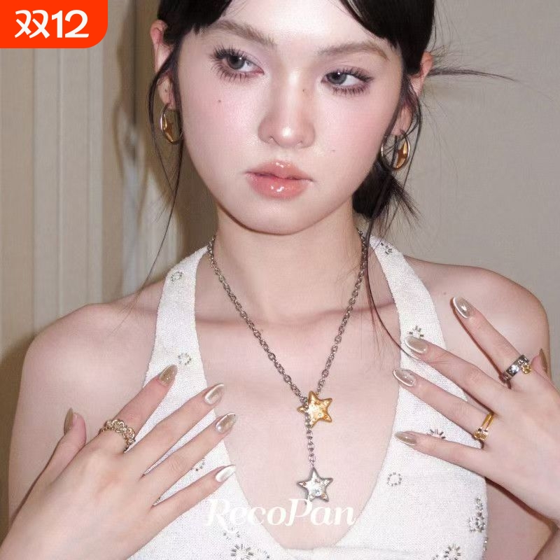 重塑未来原创复古多巴胺高级锁骨链夏日新款星星吊坠小众设计项链