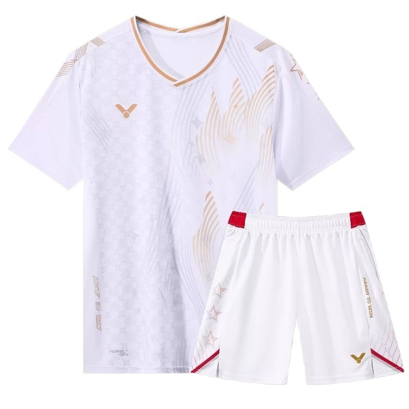 2025新款大浪淘沙羽毛球服男士宽松大赛短袖训练速干衣女收腰队服