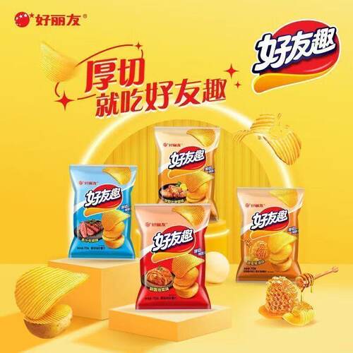 好丽友好有趣薯片70g儿童休闲追剧解馋小吃好吃的泡菜味土豆蜂蜜