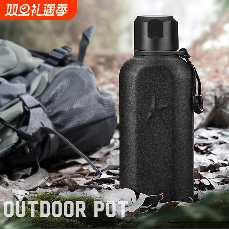 战神保温杯扁形水杯不锈钢真空水壶户外运动长效保温杯子饮水杯
