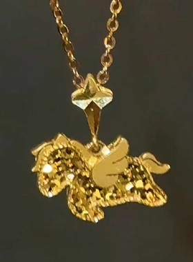 新中式碎碎冰金色小马项链女本命年轻奢时尚精致高级感锁骨链