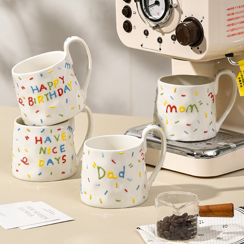 糖针陶瓷马克杯生日礼物送父母牛奶杯子可爱少女心甜品杯早餐杯子