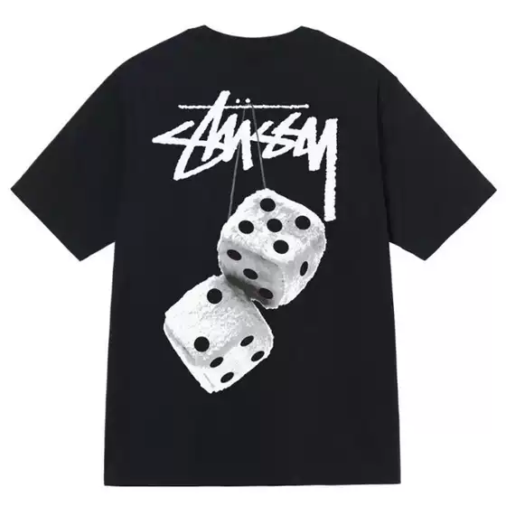 Trendy Brand Stussy Short-Sleeve T-Shirt Black Eight Classic Dice Heavy-Duty High-Quality Version Pure Cotton Parent-Child Matching Outfit Children's Clothing Versatile