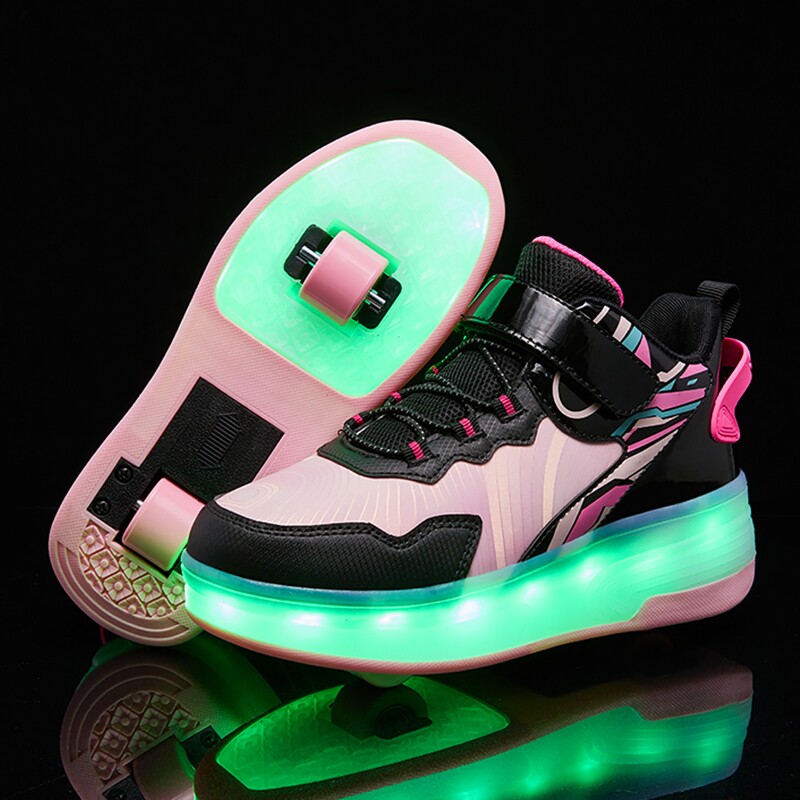 儿童暴走鞋2025新款男童带灯双轮溜冰鞋隐形可拆卸双用女童滑轮鞋