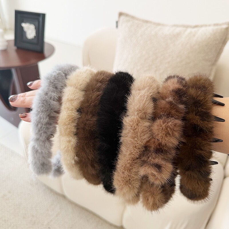 秋冬加厚毛绒豹纹波浪发箍发根蓬松纹理感发卡高级感时尚洋气头箍