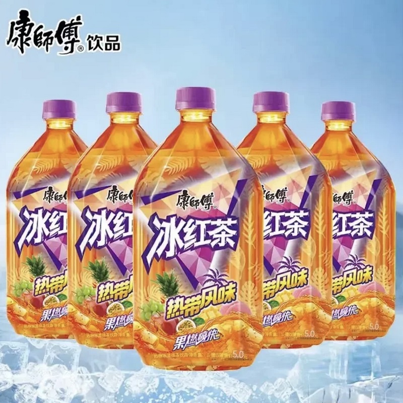 康师傅冰红茶热带水果风味1L大容量畅饮装经典口味解渴解腻整箱批