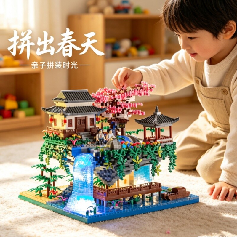 【高颜值】桃花潭积木模型拼装图片
