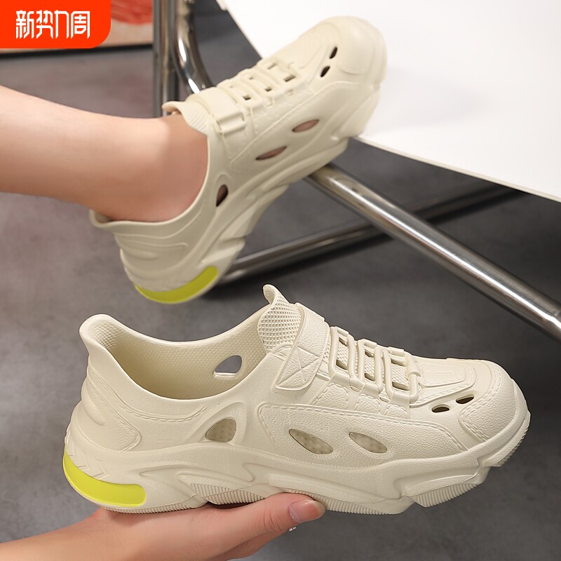 涉水洞洞鞋男款轻便外穿厚底不臭脚防滑户外沙滩舒适凉鞋钓鱼专用