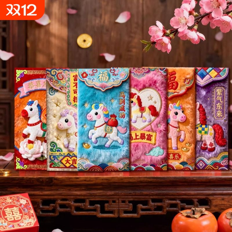 2026新款马年国潮红包中式触感高档加厚个性创意红包DIY饰品