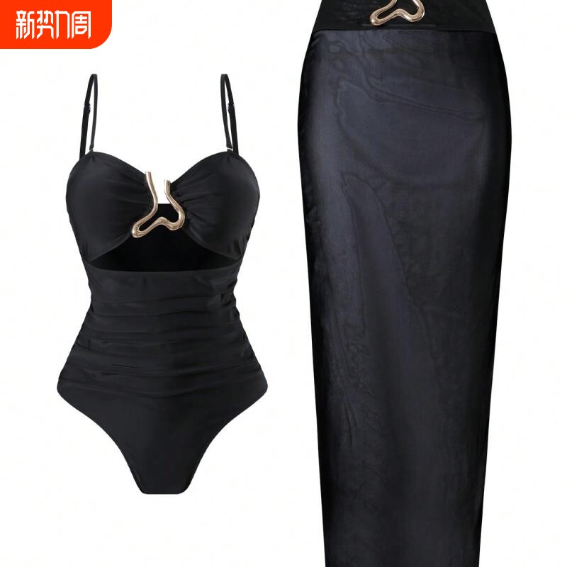 2025新款跨境欧美显瘦保守连体泳衣女士高级感比基尼温泉泳装套装