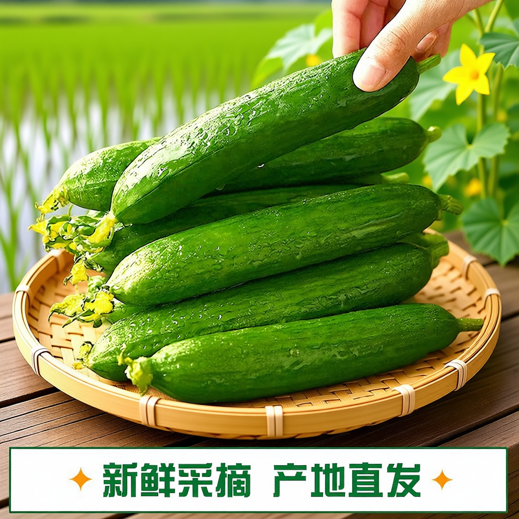 水果黄瓜5斤新鲜小黄瓜脆甜无刺生吃蔬菜包邮自提生鲜现摘凉拌