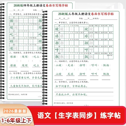 2026年新人教版一二三四五六年级上下册语文课本同步练字帖DM款写字帖写字表生字练习每日打卡习书写卷面词语