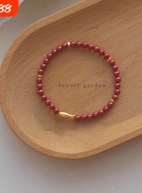 朱砂紫金砂串珠锦鲤小鱼手链女复古年年有余转运珠金鱼手串紫砂