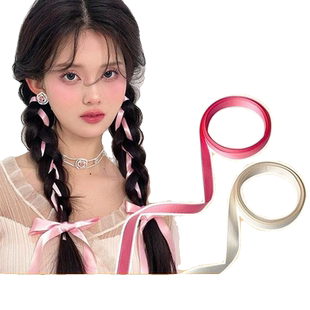 芭蕾风编发丝带蝴蝶结头饰发绳双马尾绑发发带扎头绳发饰飘带蕾丝