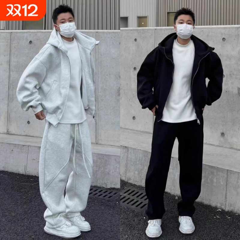 春秋慵懒风休闲运动套装男两件套