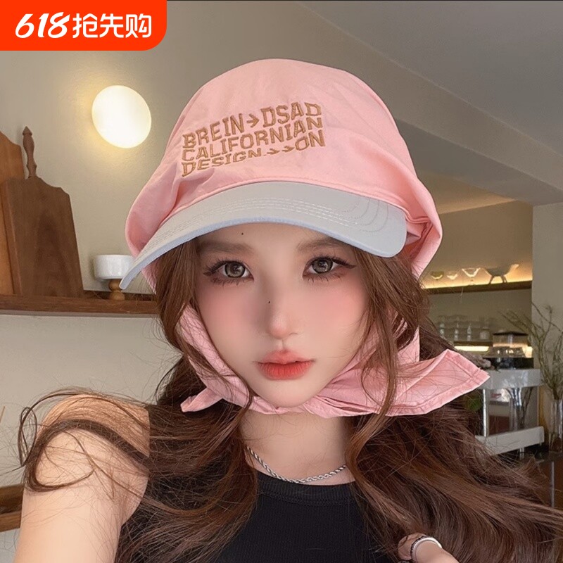 美式绑带头巾鸭舌帽子女春夏季遮阳防晒格纹嘻哈田园风三角包头帽