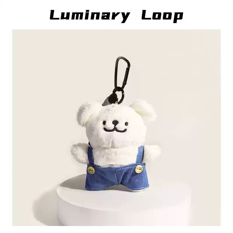 韩国可爱线条小狗毛绒公仔挂件背带裤小狗包包挂饰钥匙扣学生礼物