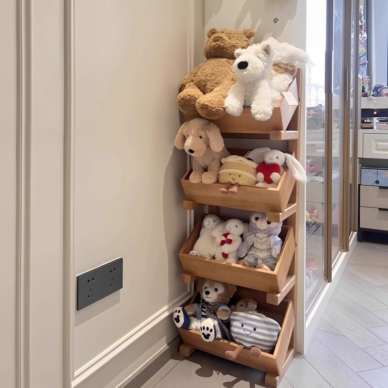 放娃娃的置物架毛绒玩具木质公仔展示架玩偶展示柜收纳架卧室客厅