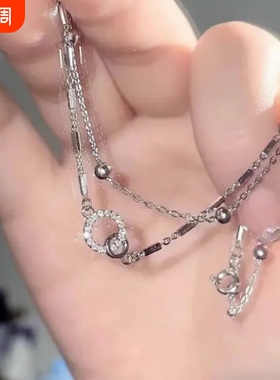 【幂琳】999纯银手链女轻奢小众精致2026年新款潮叠戴双层双环手