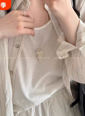 东大门欧尼同款!高级感葡萄串珠项链女2026新款小众独特长款颈链