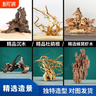 沉木造景木鱼缸装 饰天然树根杜鹃根造景小沉木枝条栖根木头造型