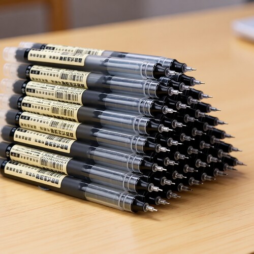 巨能写直液式走珠笔速干黑色中性笔大容量针管型签字笔圆珠笔0.5m顺滑学生用黑科技