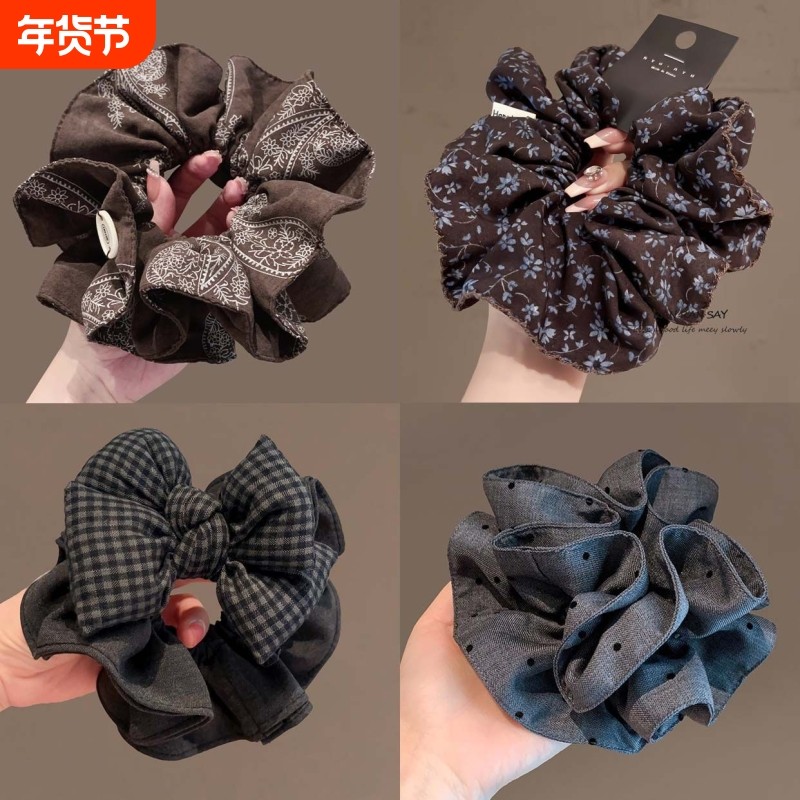 韩系复古大肠发圈女新款高级感气质丸子头绳扎头发圈 ins秋冬发饰