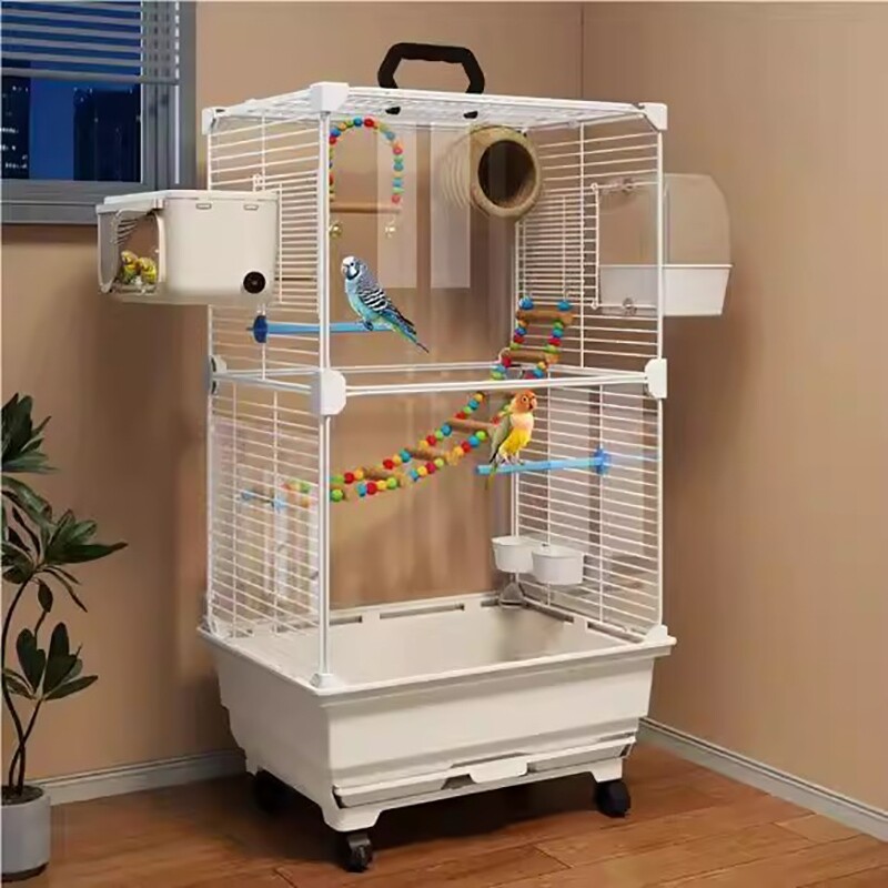 鸟笼鹦鹉笼子新型玄凤家养专用防溅大号豪华别墅双层外出铁丝横丝