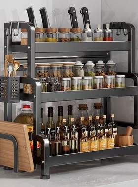 调料架厨房置物架台面刀架加粗多功能碗盘收纳架子筷子双层橱柜