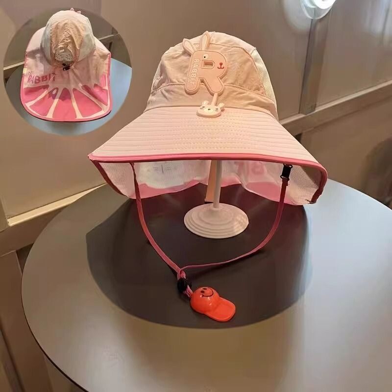 儿童夏季遮阳帽大檐女童网防晒披肩帽男宝宝沙滩渔夫帽户