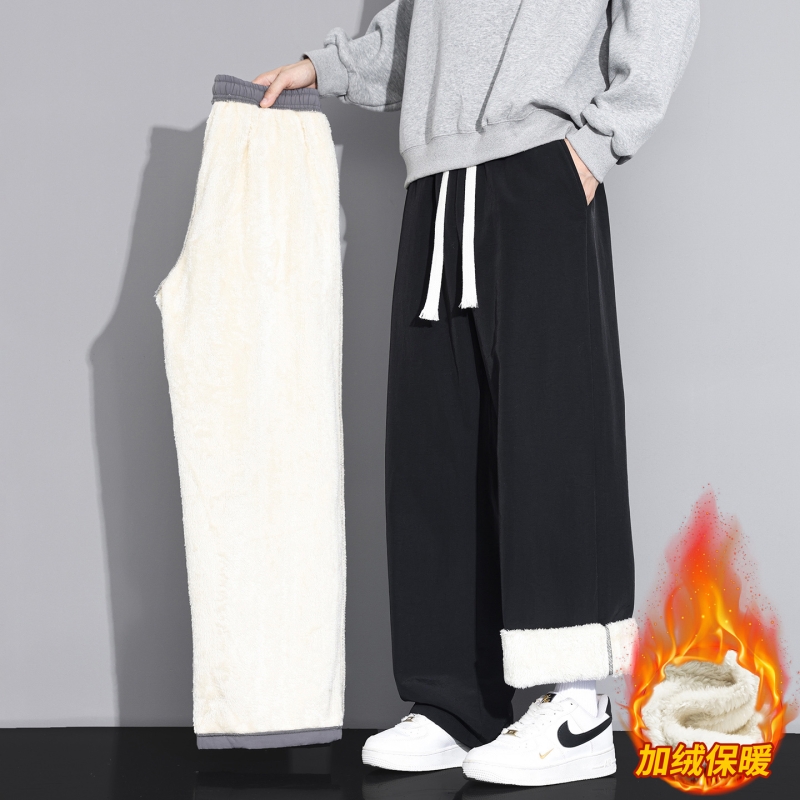 羊羔绒裤子男秋冬季加厚保暖棉裤