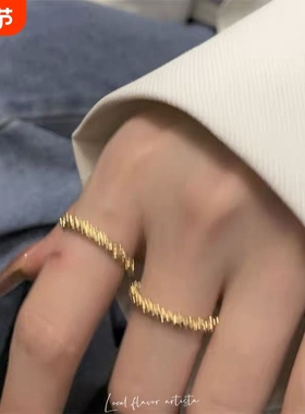 高级感轻奢素圈戒指小众设计冷淡风指环开口可调节新款女!2025年