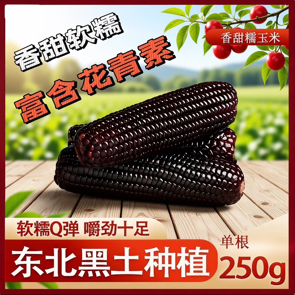 头茬黑糯玉米东北黑玉米玉米香甜软糯现摘低脂花青素新鲜试吃饱腹