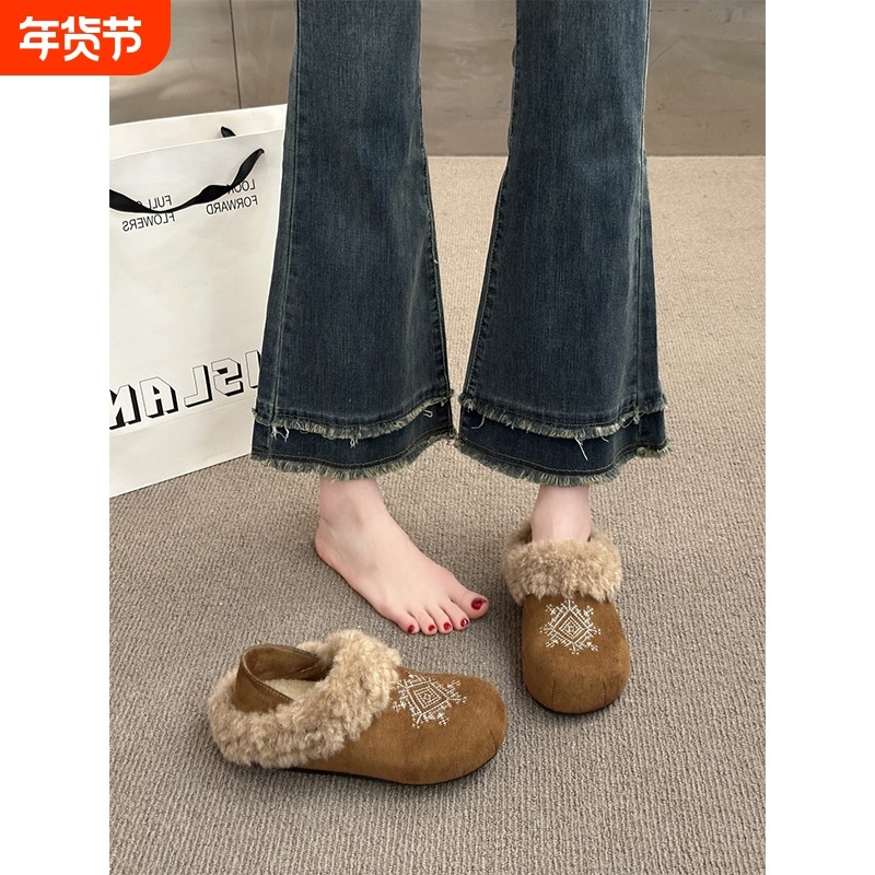 巨好看厚底加绒全包勃肯鞋两穿毛毛鞋女2025新款冬季雪地豆豆棉鞋,女鞋,勃肯鞋/软木鞋,淘宝优惠券,粉丝福利购,淘宝优惠卷