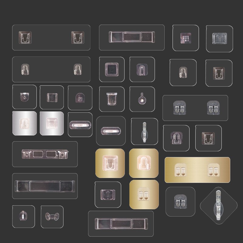 强力免打孔无痕粘贴片背胶卡扣吸盘置物架粘钩挂钩辅助贴爪扣插头