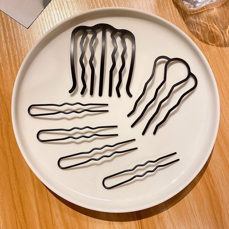 懒人盘发神器丸子头四齿插梳发梳发簪倒插发卡U形发夹造型头饰女